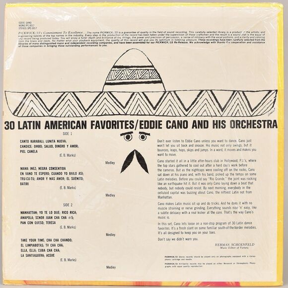 EDDIE CANO AND HIS ORCHESTRA 30 LATIN AMERICAN FAVORITES VINYL 33 RPM - Picture 2 of 4